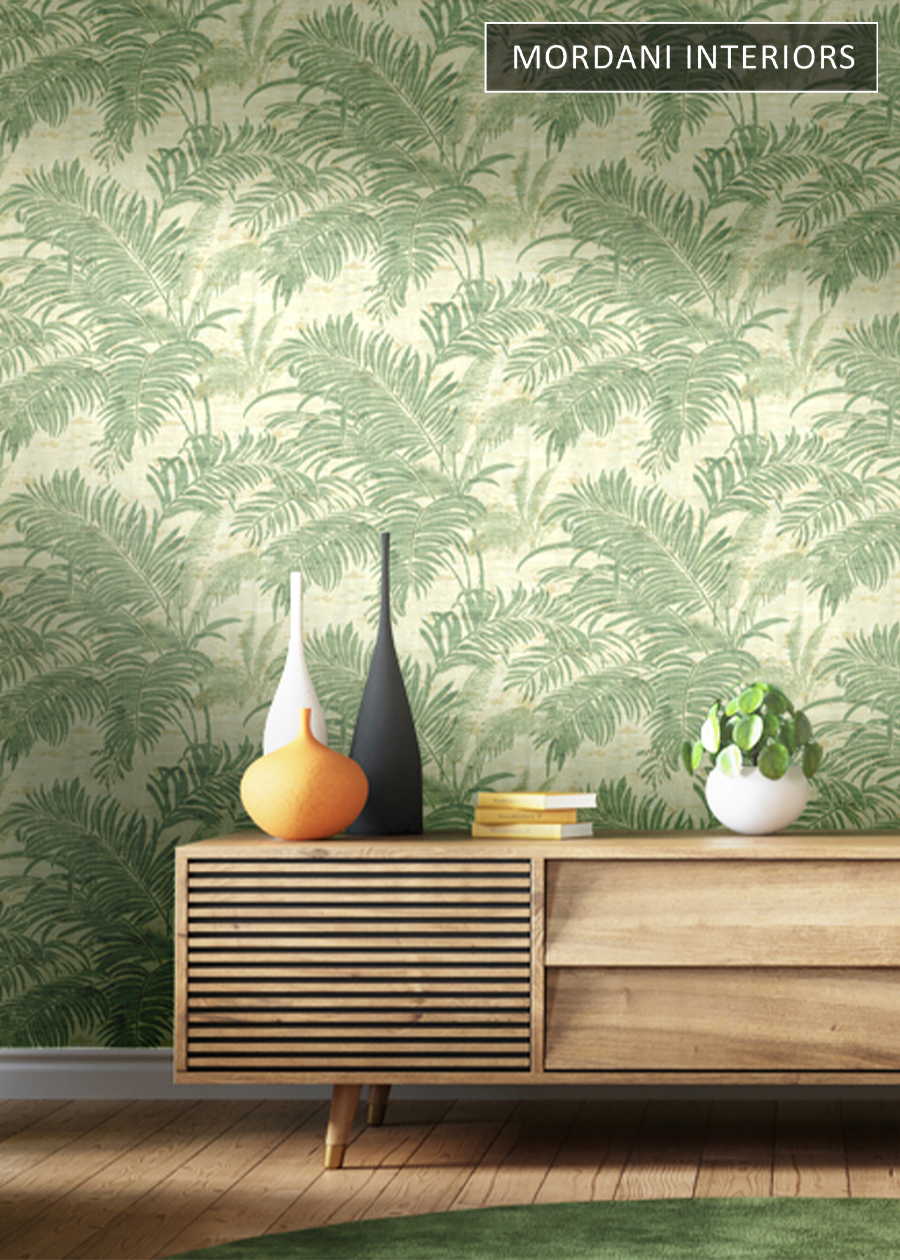 Green Tropical Fabric Belgium Wallpaper 